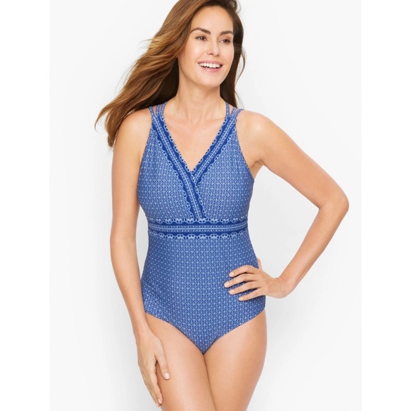 NEW! Cabana Life x Talbots Maribella Cross Back One Piece - Picture 1 of 6